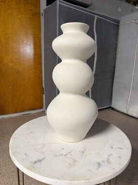 Target Textured Triple-Gourd Ceramic Vase in Off-White